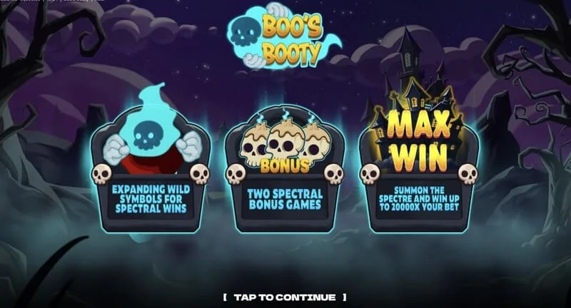 Boo's Booty – premijų funkcijų ir Feature Buy lentelė